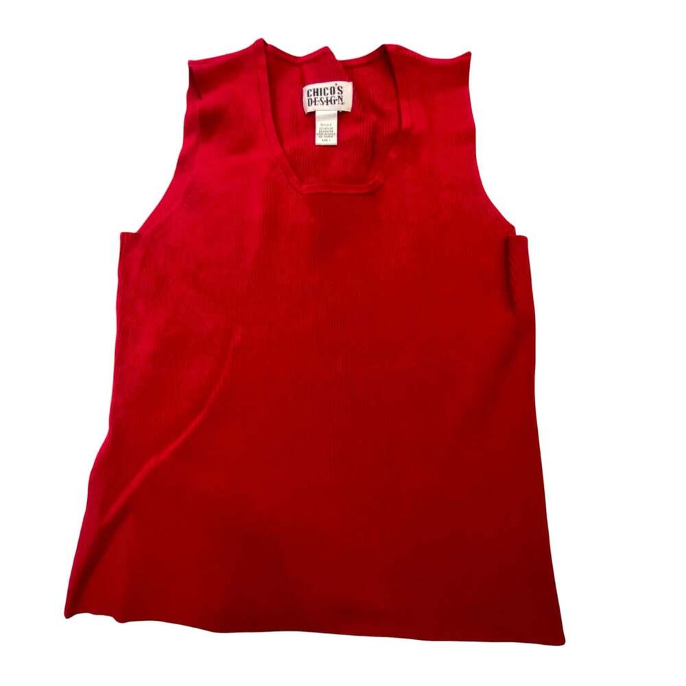 Chico's Design Women's Red Silk Blend Ribbed Tank Top
